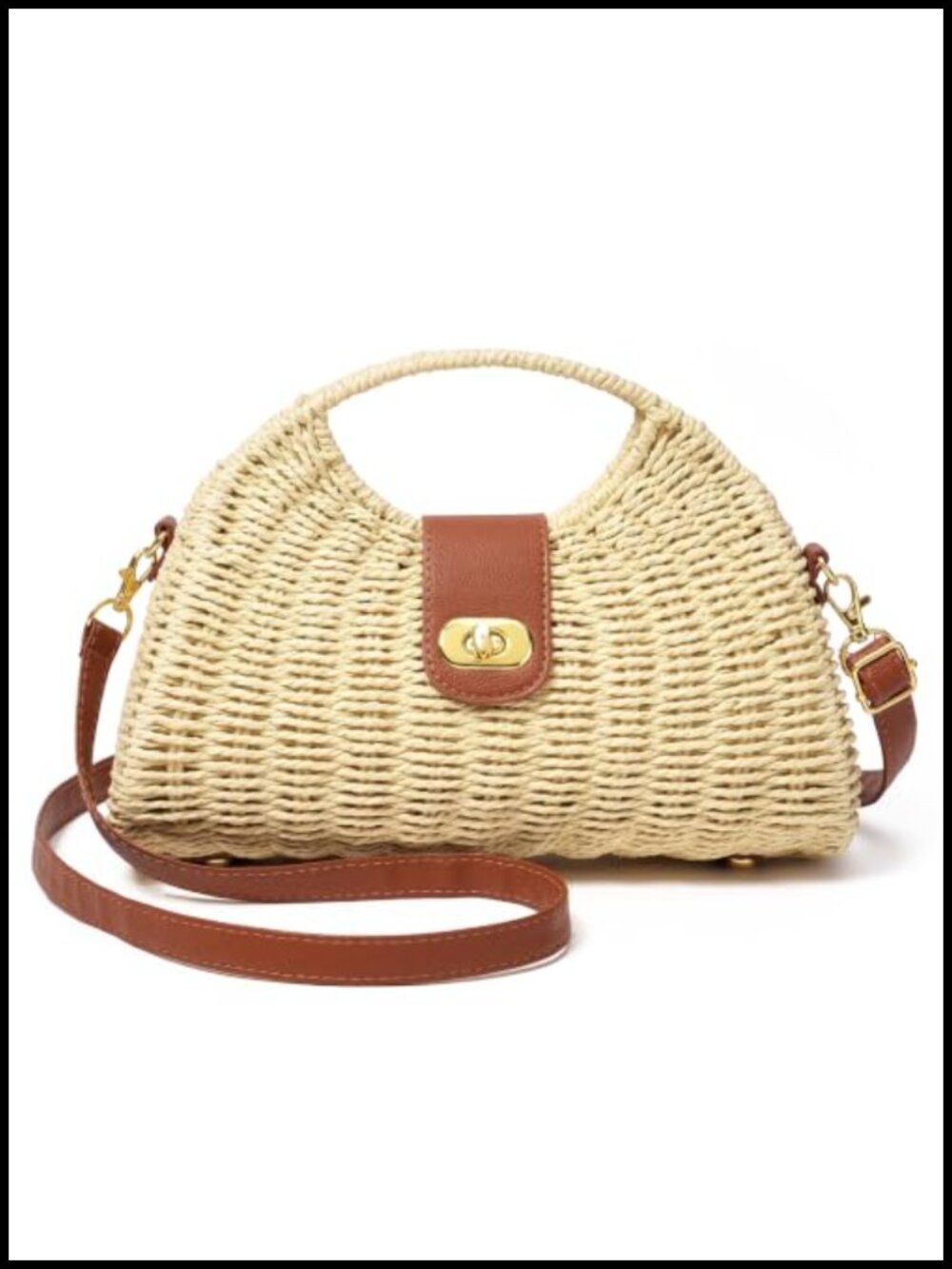 Straw Purse Summer Beach Bag Woven Top Handle Crossbody Clutch Boho Handbag